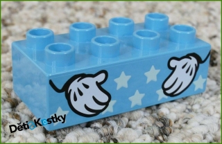 Lego® Duplo® Kostka 2x4 Tyrkysová Ruce a Hvězdičky
