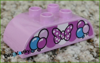 Lego® Duplo® Kostka 2x4 Zaoblená Růžová - Motýlek a Balonky