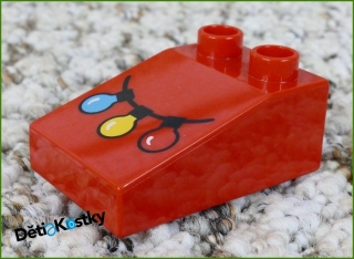 Lego® Duplo® Kostka 2x3 Červená Zkosená Nízká - Obrázek Lampičky