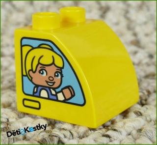 Lego® Duplo® Kostka 2x2 Žlutá Zkosená Zakulacená - Holka a Kluk - Obě Strany
