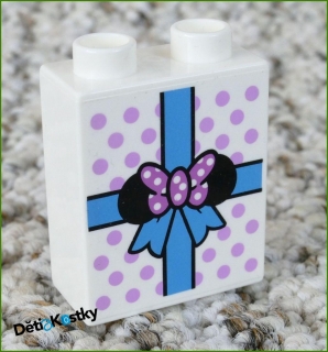Lego® Duplo® Kostka 1x2x2 Bílá - Dárek s Modrou Mašličkou