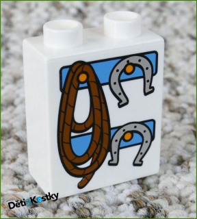 Lego® Duplo® Kostka 1x2x2 Bílá - Uzda a Podkovy