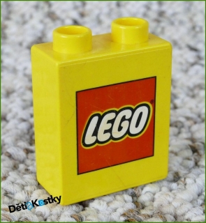 Lego® Duplo® Kostka 1x2x2 Žlutá - Nápis Lego