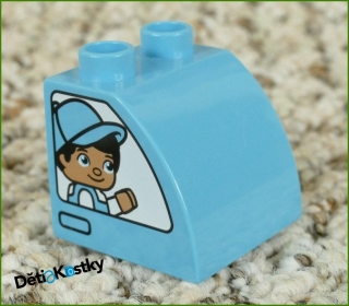 Lego® Duplo® Kostka 2x2 Tyrkysová Zkosená Zaoblená - Kluk a Holka/Obě Strany