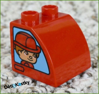 Lego® Duplo® Kostka 2x2 Červená Zkosená Zaoblená - Kluk a Holka/Obě Strany