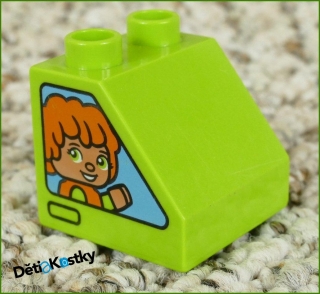 Lego® Duplo® Kostka 2x2 Zkosená Limetka - Kluk a Holka/Obě Strany
