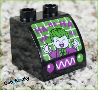 Lego® Duplo® Kostka 2x2 Zkosená Černá Zaoblená - Joker (Hahaha....)