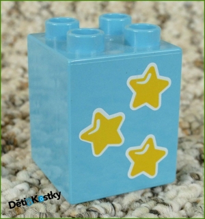 Lego® Duplo® Kostka 2x2x2 Tyrkysová - Žluté Hvězdičky