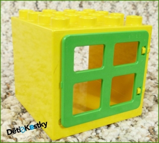 Lego® Duplo® Kostka s Oknem 4x4x4 Žlutá - Zelené Okno