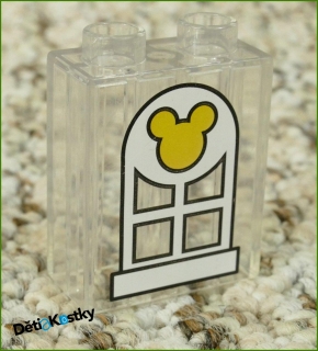 Lego® Duplo® Kostka 1x2x2 Průhledná Bílá - Okno Mickey Mouse