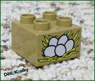 Lego® Duplo® Kostka Tmavě Béžová 2x2 Vajíčka