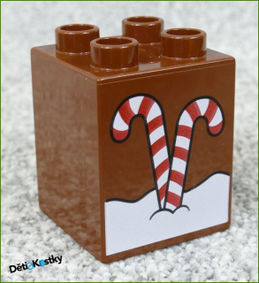 Lego® Duplo® Kostka 2x2x2 Hnědá - Hůlky/Lízátka ve Sněhu