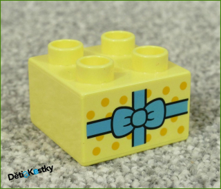 Lego® Duplo® Kostka 2x2 Světlounce Žlutá - Dárek s Tyrkysovou Mašličkou