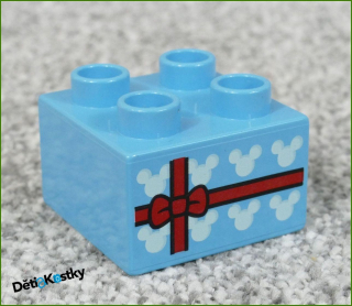 Lego® Duplo® Kostka 2x2 Tyrkysová - Dáreček s Mašličkou Mickey Mouse