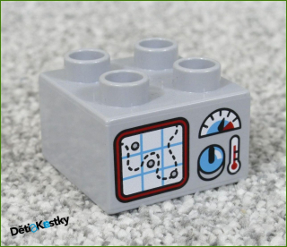 Lego® Duplo® Kostka 2x2 Světle Šedá - Mapa a Teploměr