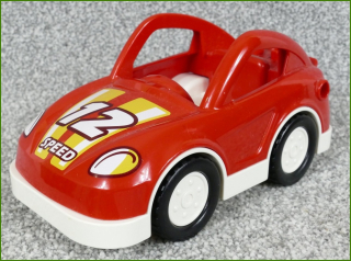 Lego® Duplo® Auto Závodní Červené - Bílý Podvozek, Bílá Kola (12 Speed)