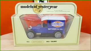 Matchbox Autíčko Models Of Yesteryear - Y-5 - 1927 Talbot - Ever Ready