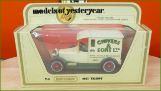 Matchbox Autíčko Models Of Yesteryear - Y-5 - 1927 Talbot - Chivers & Sons Ltd.