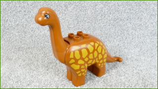 Lego Duplo brontosaurus - hůř drží hlava nahoře