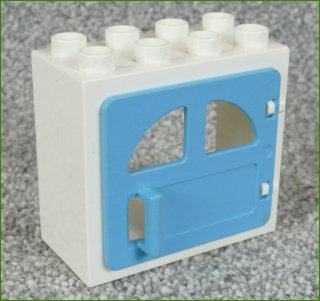 Lego® Duplo® Kostka s Dveřmi Bílá - Tyrkysová Dvířka s Okny