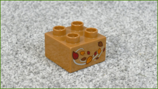 Lego® Duplo® Kostka 2x2 Světlounce Hnědá - Potisk Podzimní Listí - Nová