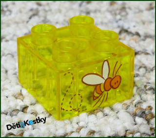 Lego® Duplo® Kostka 2x2 Průhledná Žlutá s Vosou